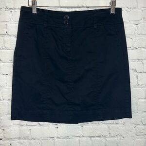 Ann Taylor Loft Womens Black Midi Skirt size 6 98% Cotton